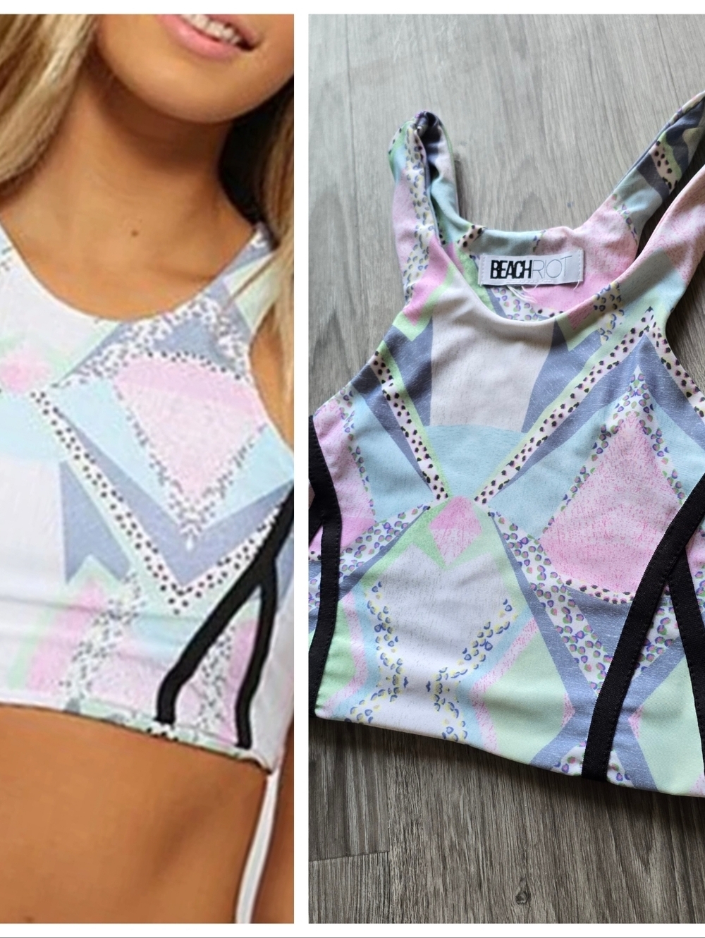 Beach Riot $108 Rio Racerback Bikini Top in Bailando Womens Size Small Medium